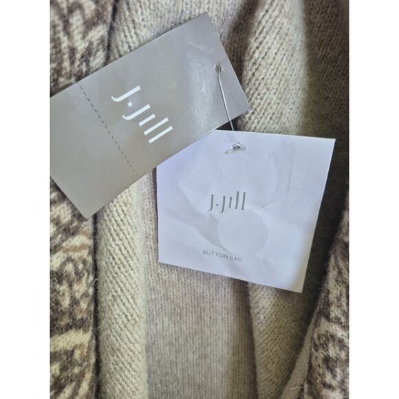 J.Jill Women's L Mocha Textured Paisley Pure Jill Curved Front Printed Cardi - Picture 10 of 12